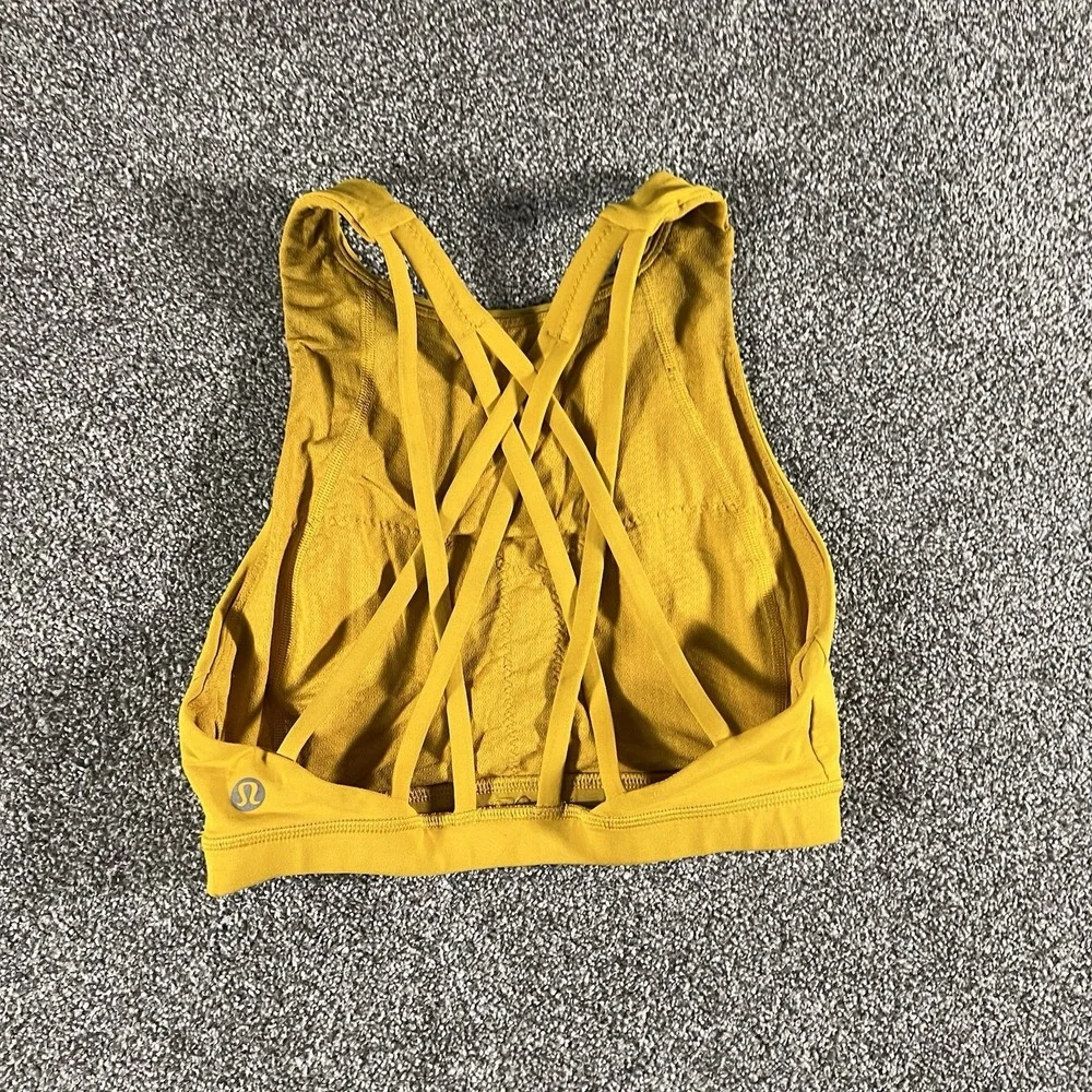 Lululemon Energy Long Line Sports Bra Yellow Medium Support Women's Approx 6
